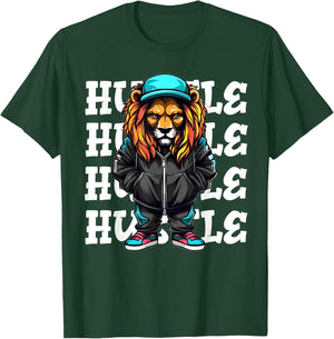 Hip Hop Lion Hustle Money Urban Animal Streetwear Boys T-Shirt - T-Shirt | Forest