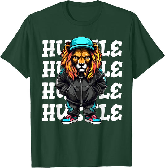Hip Hop Lion Hustle Money Urban Animal Streetwear Boys T-Shirt - T-Shirt | Forest