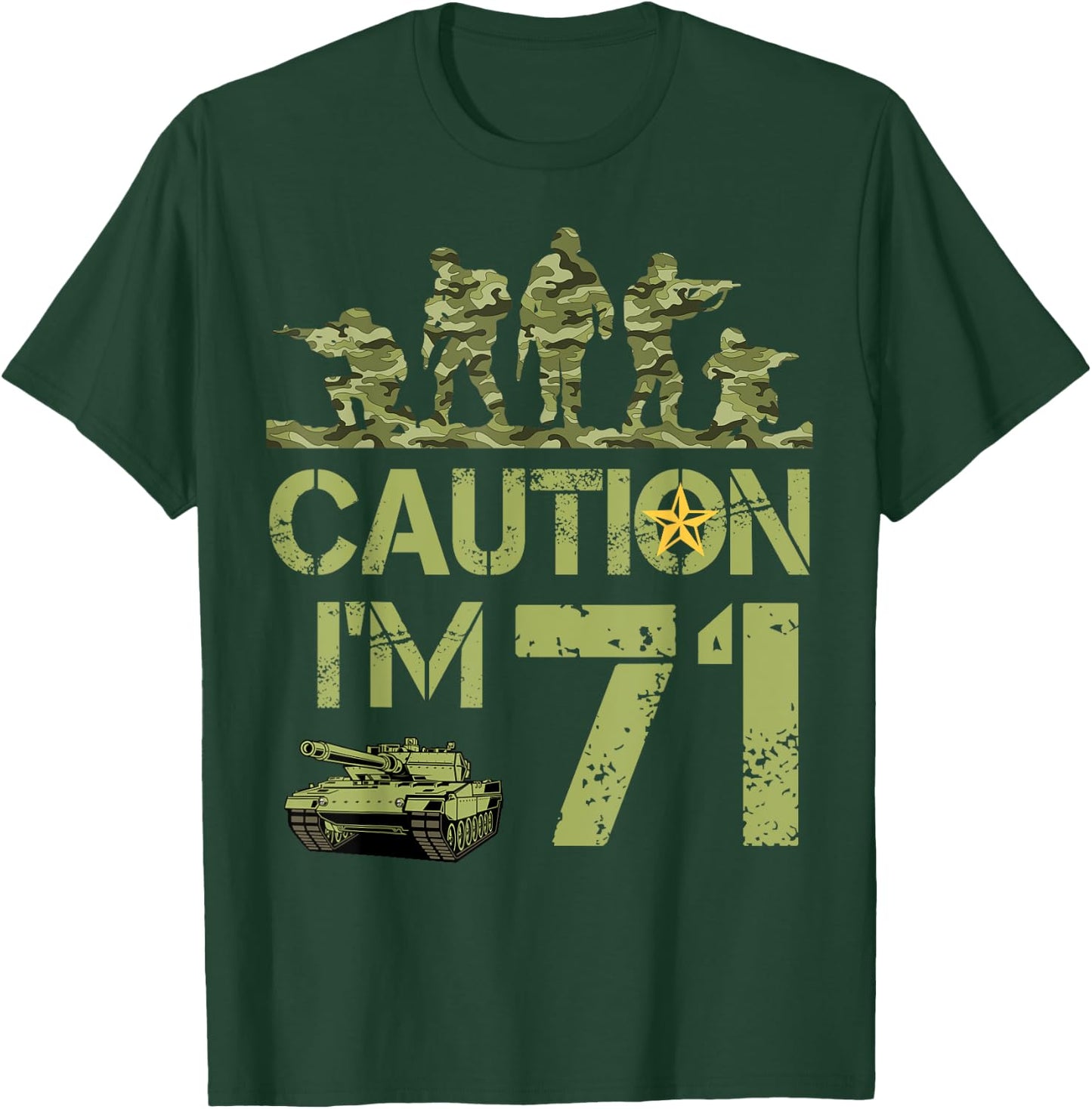 71st Birthday Military I'm 71 Year Old Soldier Camo Birthday T-Shirt - T-Shirt | Forest