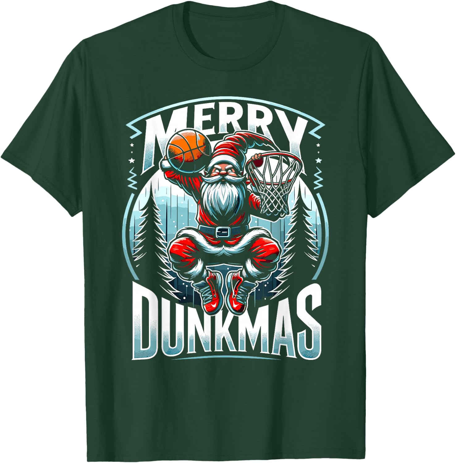 Basketball Gnome Merry Dunkmas, Christmas Basketball Player T-Shirt - T-Shirt | Forest