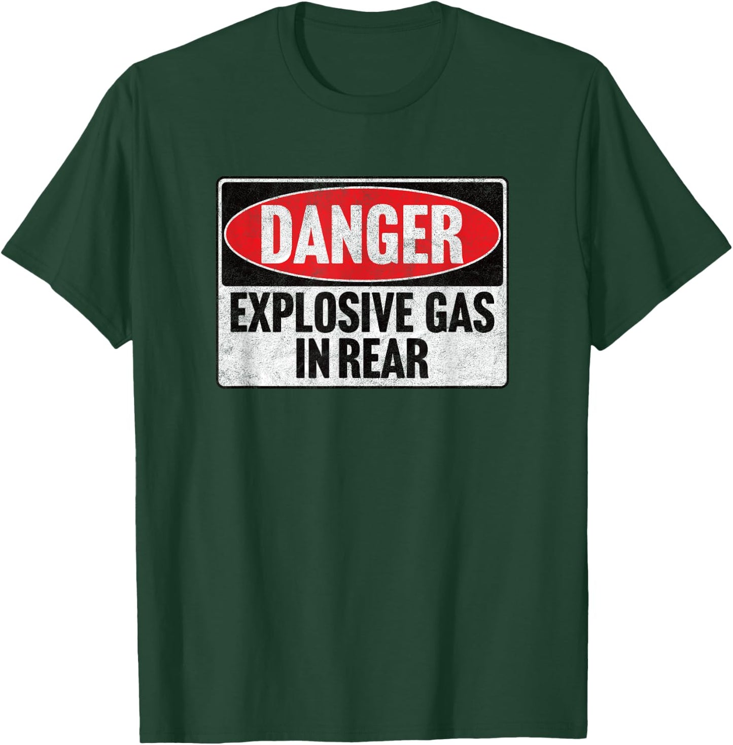 DANGER EXPLOSIVE GAS IN REAR vintage retro 80's fart farting T-Shirt - T-Shirt | Forest