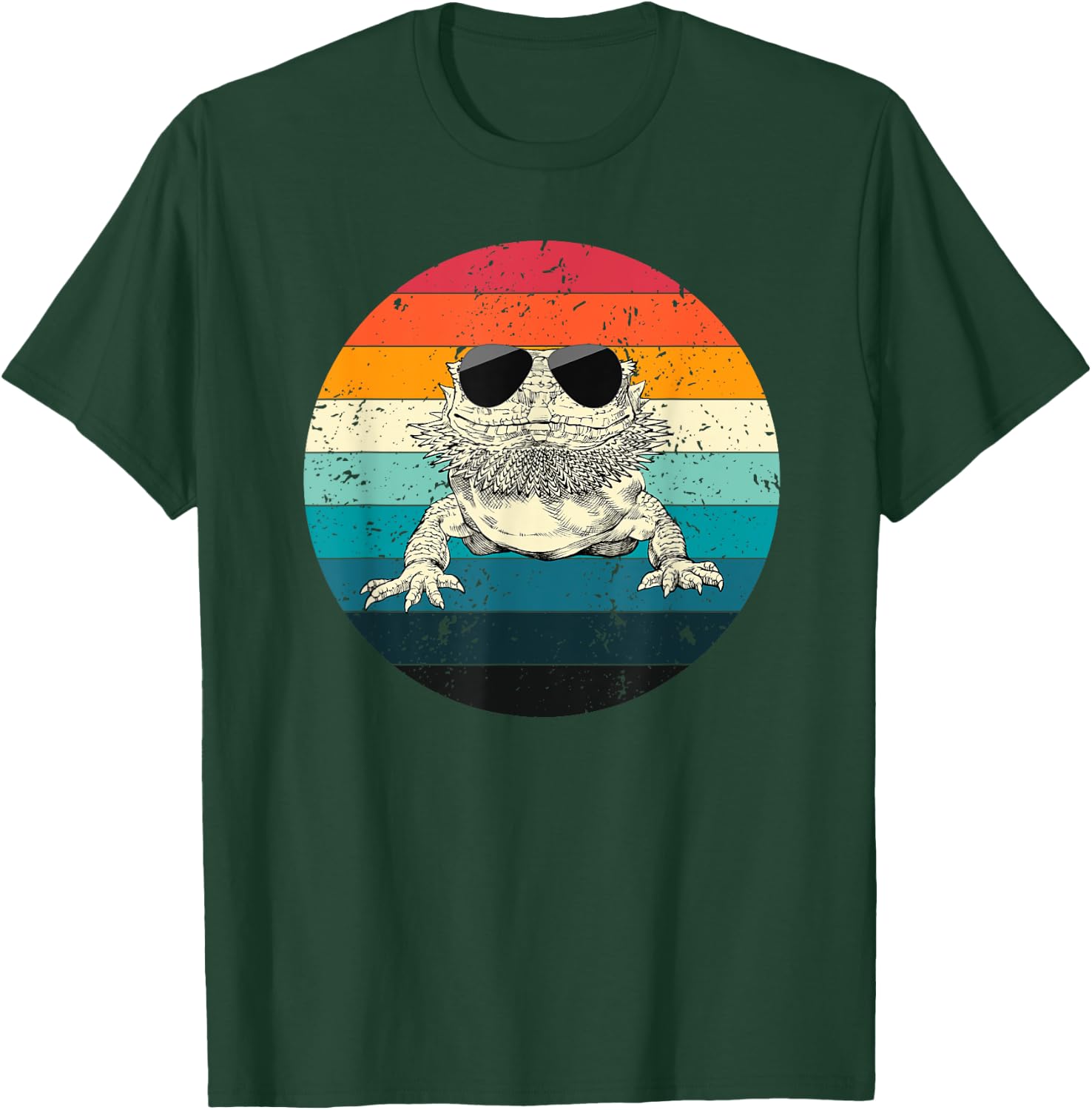 Retro Vintage Bearded Dragon Sunglasses Reptile Animal Lover T-Shirt - T-Shirt | Forest