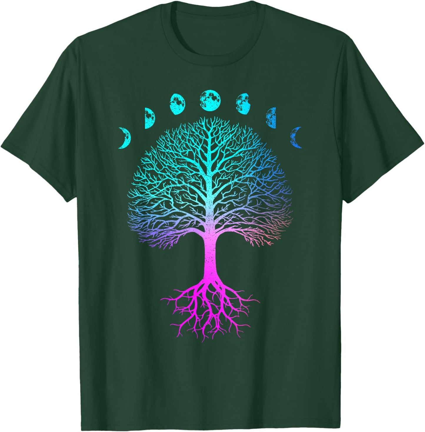 Tree of Life Phases of the Moon Vintage Retro Yoga Gift T-Shirt - T-Shirt | Forest