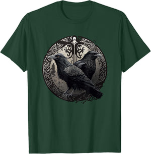 Huginn and Muninn Ravens Norse Mythology Viking Symbols T-Shirt - T-Shirt | Forest