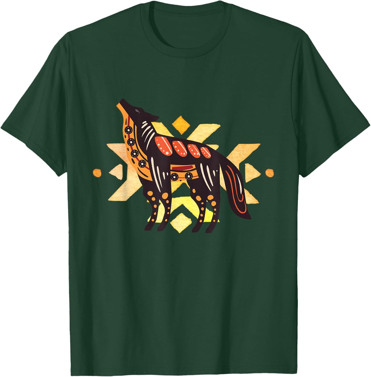 Native American Indian Coyote Wolf Tribal Style Southwest T-Shirt - T-Shirt | Forest