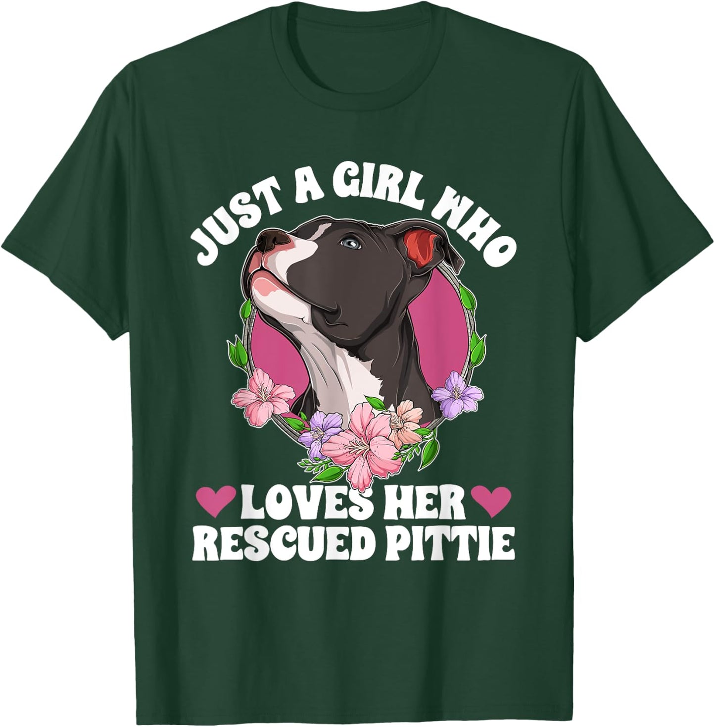 Girl Who Loves Her Pitbull Rescue Pitbull Adoption T-Shirt - T-Shirt | Forest