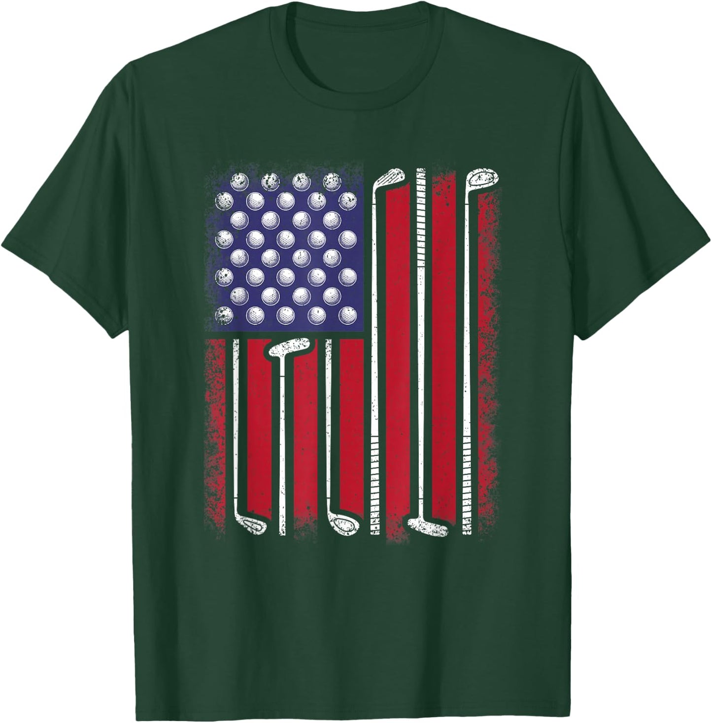 Funny Golf American Flag Golf Player Vintage Golfer Men Boys T-Shirt - T-Shirt | Forest