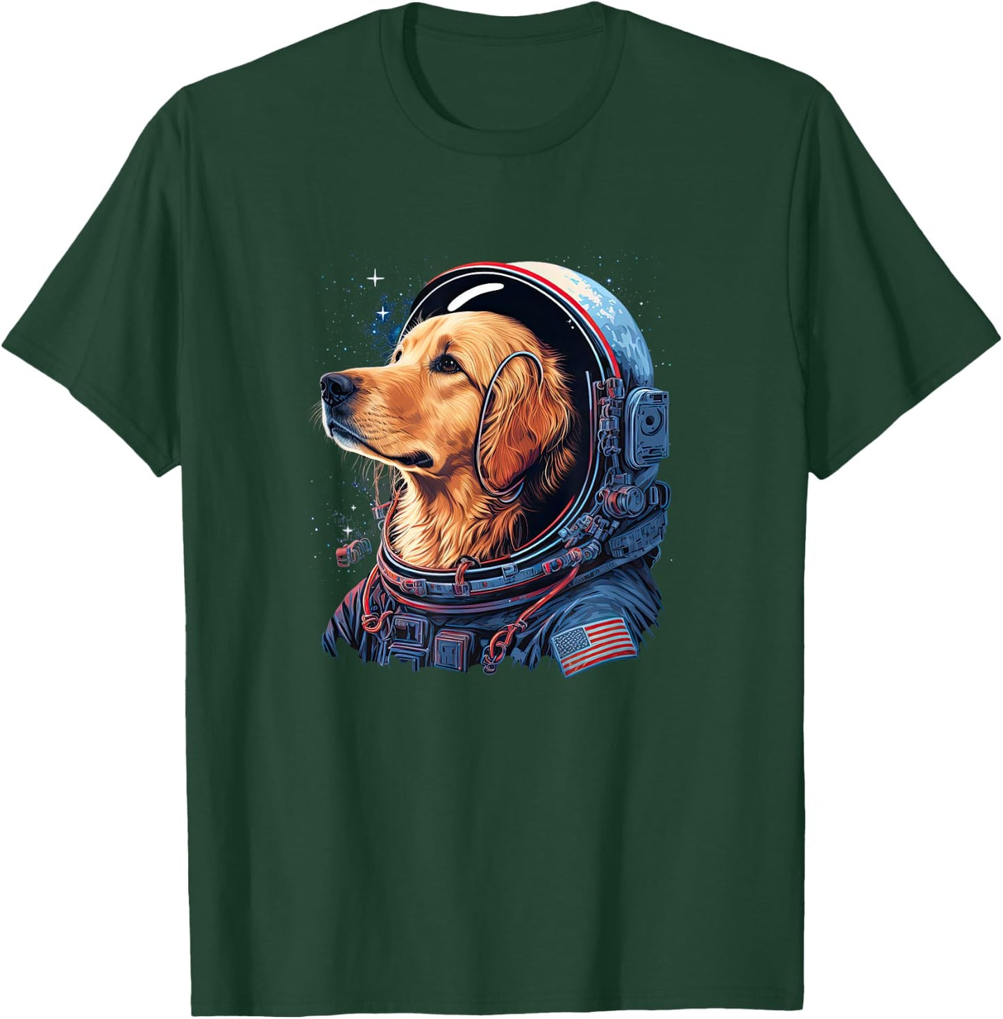 Funny Golden Retriever Astronaut in the space T-Shirt - T-Shirt | Forest