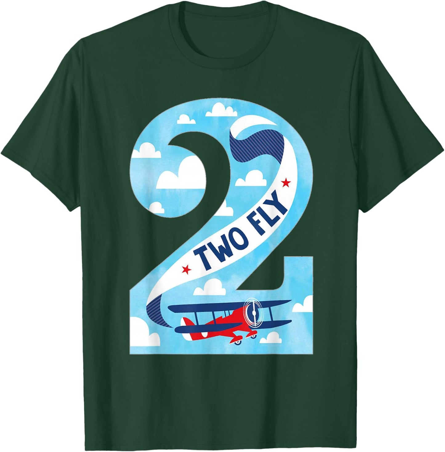 Two Fly 2 Years Old Birthday 2nd Bday Birthday Boy Airplane T-Shirt - T-Shirt | Forest