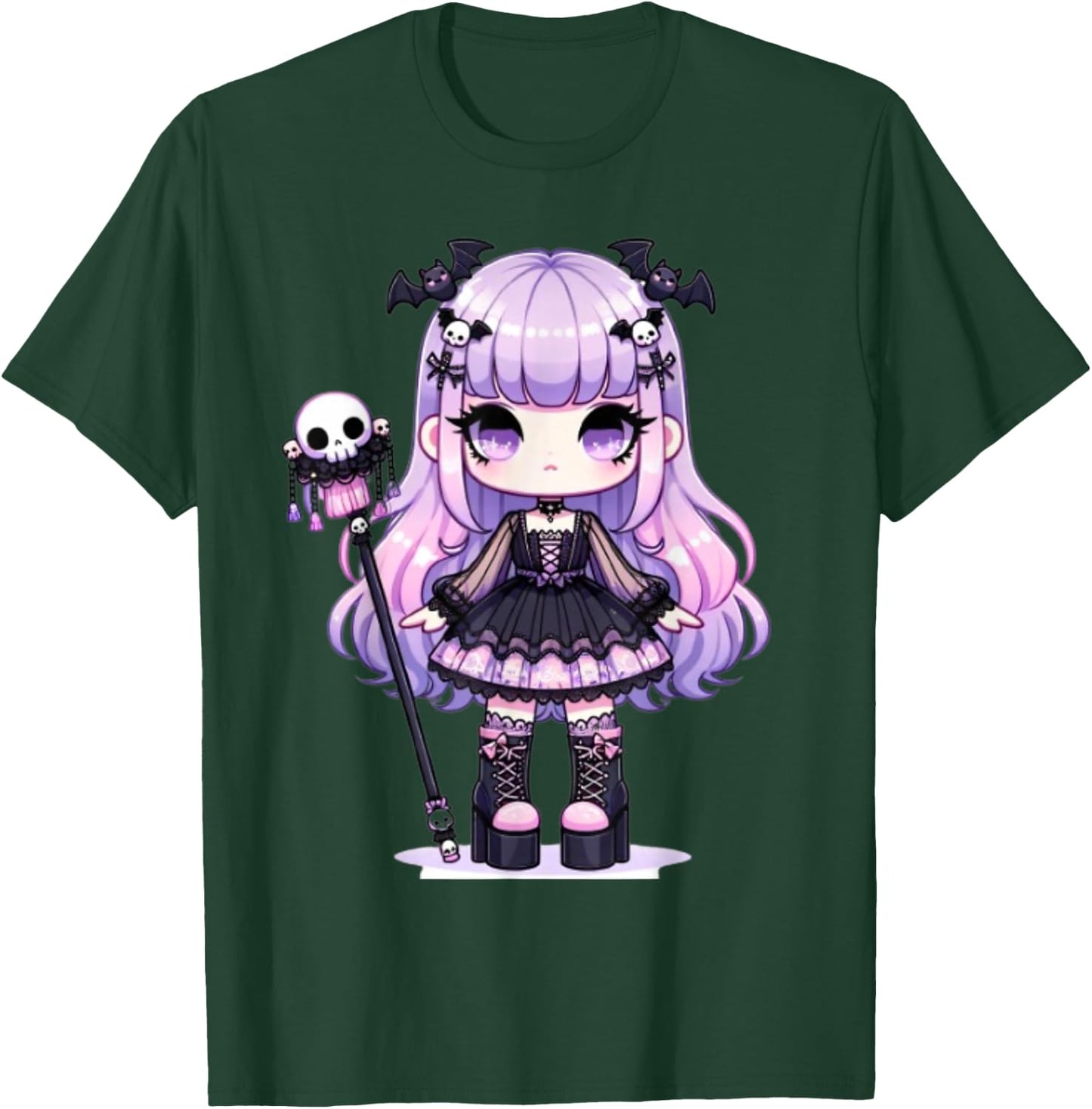 Lilac Chibi Pastel Goth Girl Kawaii Creepy Cute Anime T-Shirt - T-Shirt | Forest