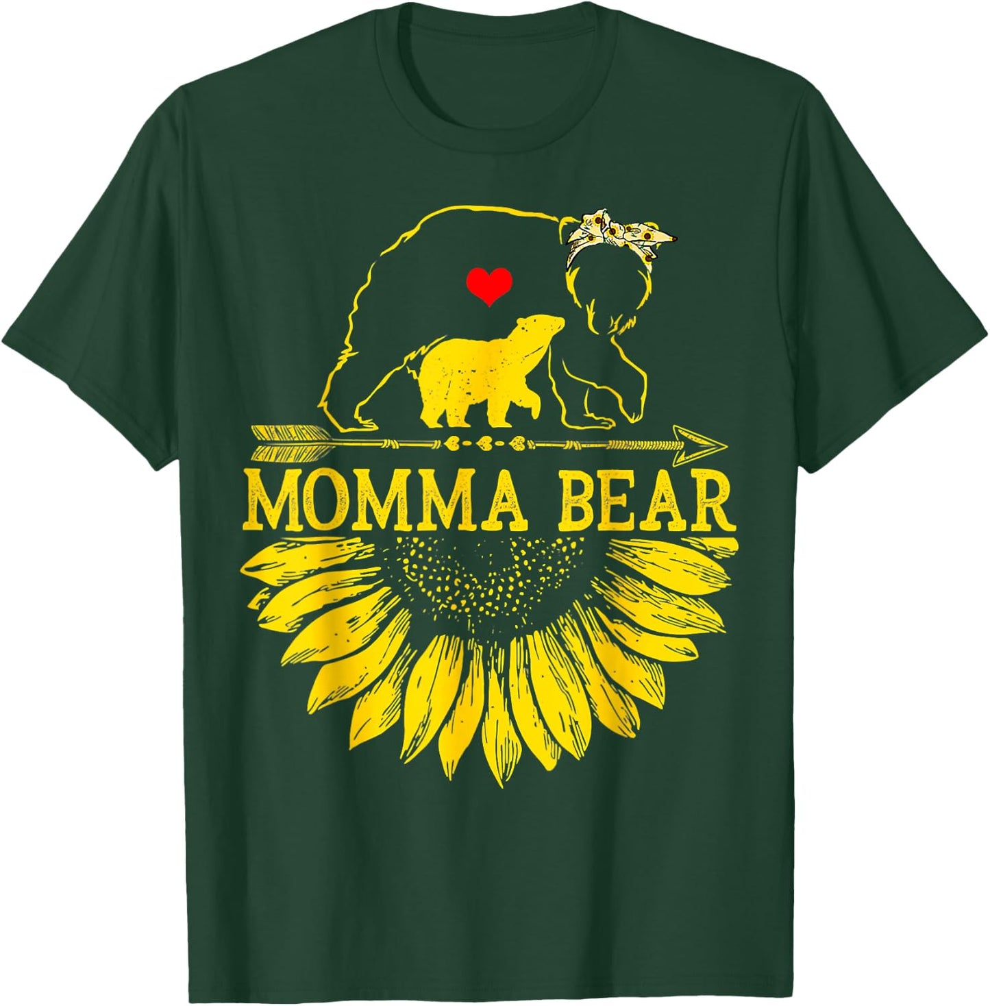 Momma Bear Mothers Day Sunflower Family T-Shirt - T-Shirt | Forest