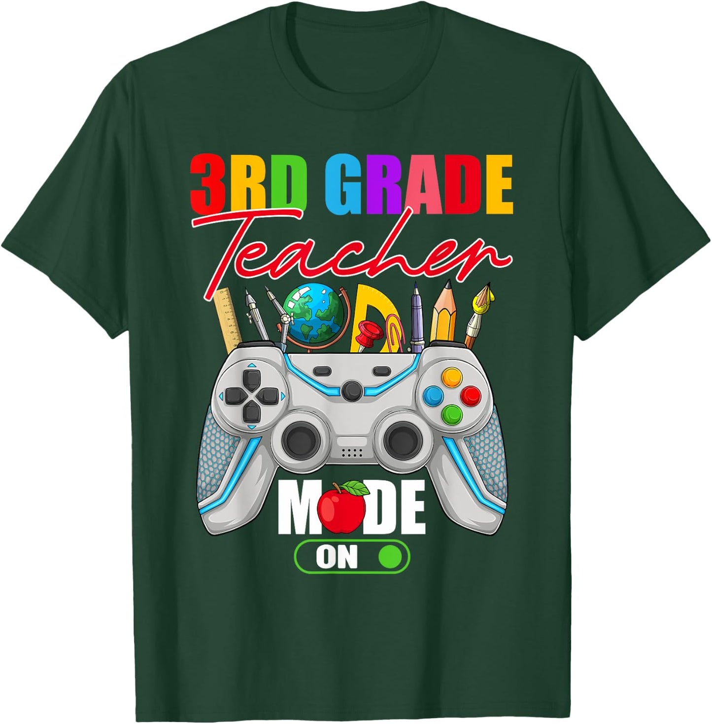 Funny 3rd Grade Teacher Mode On Controller 1st Day Of School T-Shirt - T-Shirt | Forest