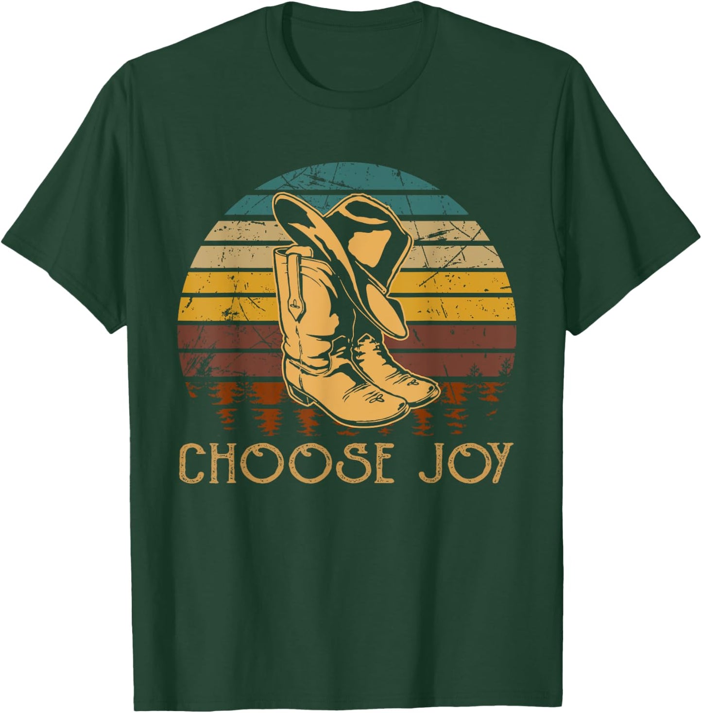 Chooses Joy Boot with Hat Cowboy T-Shirt - T-Shirt | Forest