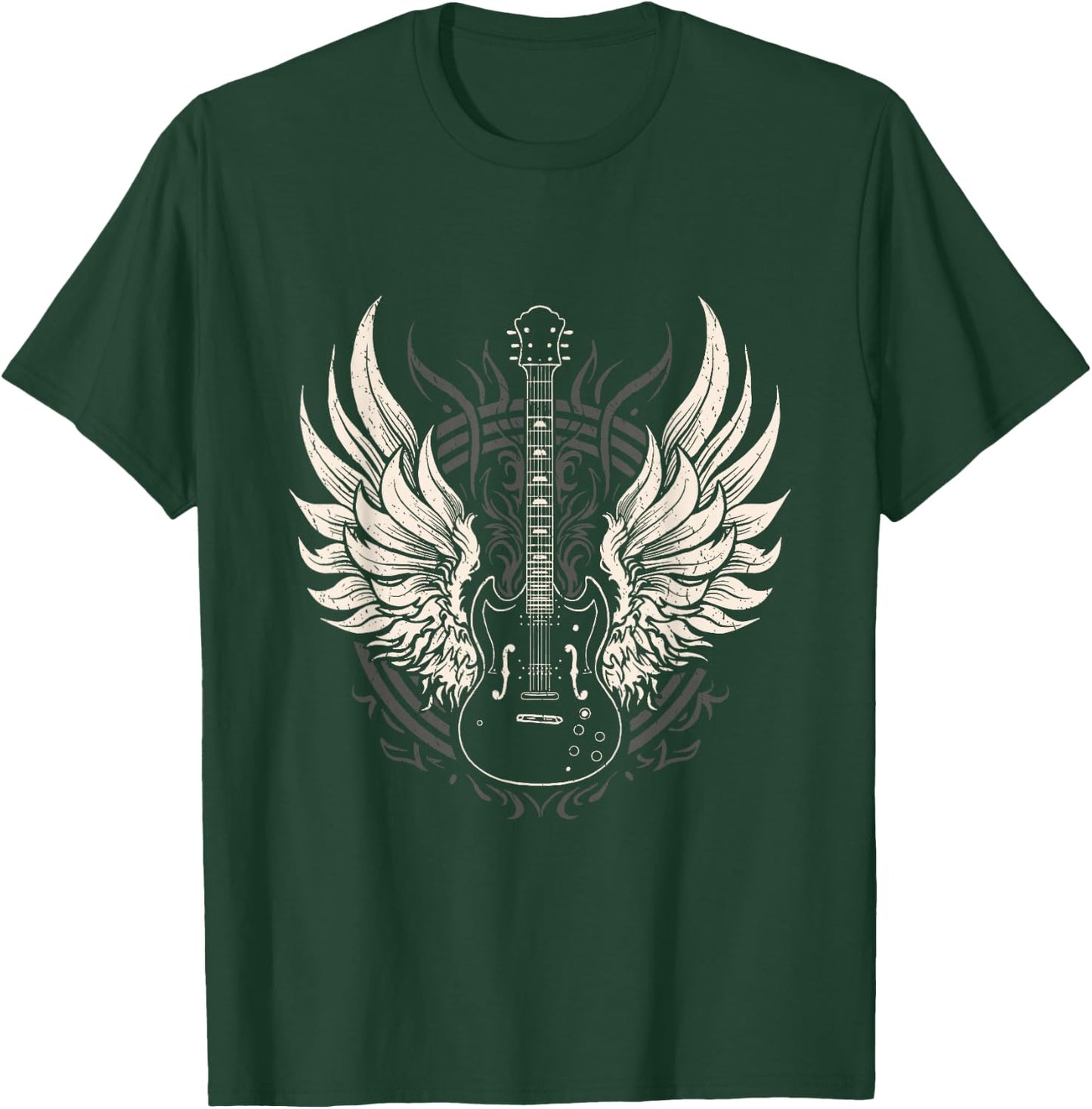 Guitar Wings Vintage Retro 80s Rock & Roll Music T-Shirt - T-Shirt | Forest