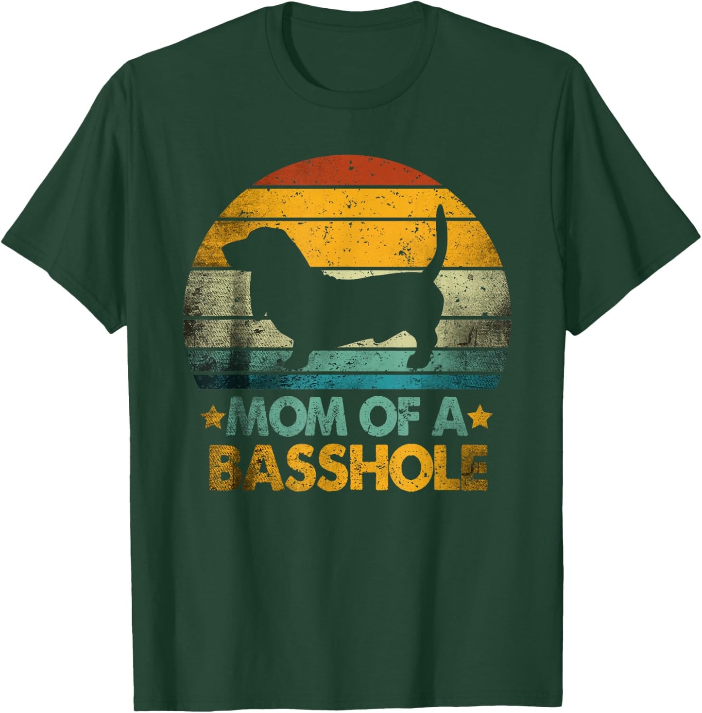 Vintage Basset Hound mom Retro Funny Mom Of A Basshole T-Shirt - T-Shirt | Forest