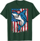 4th July Shark US Flag Independence Day America Men Boys Kid T-Shirt - T-Shirt | Forest