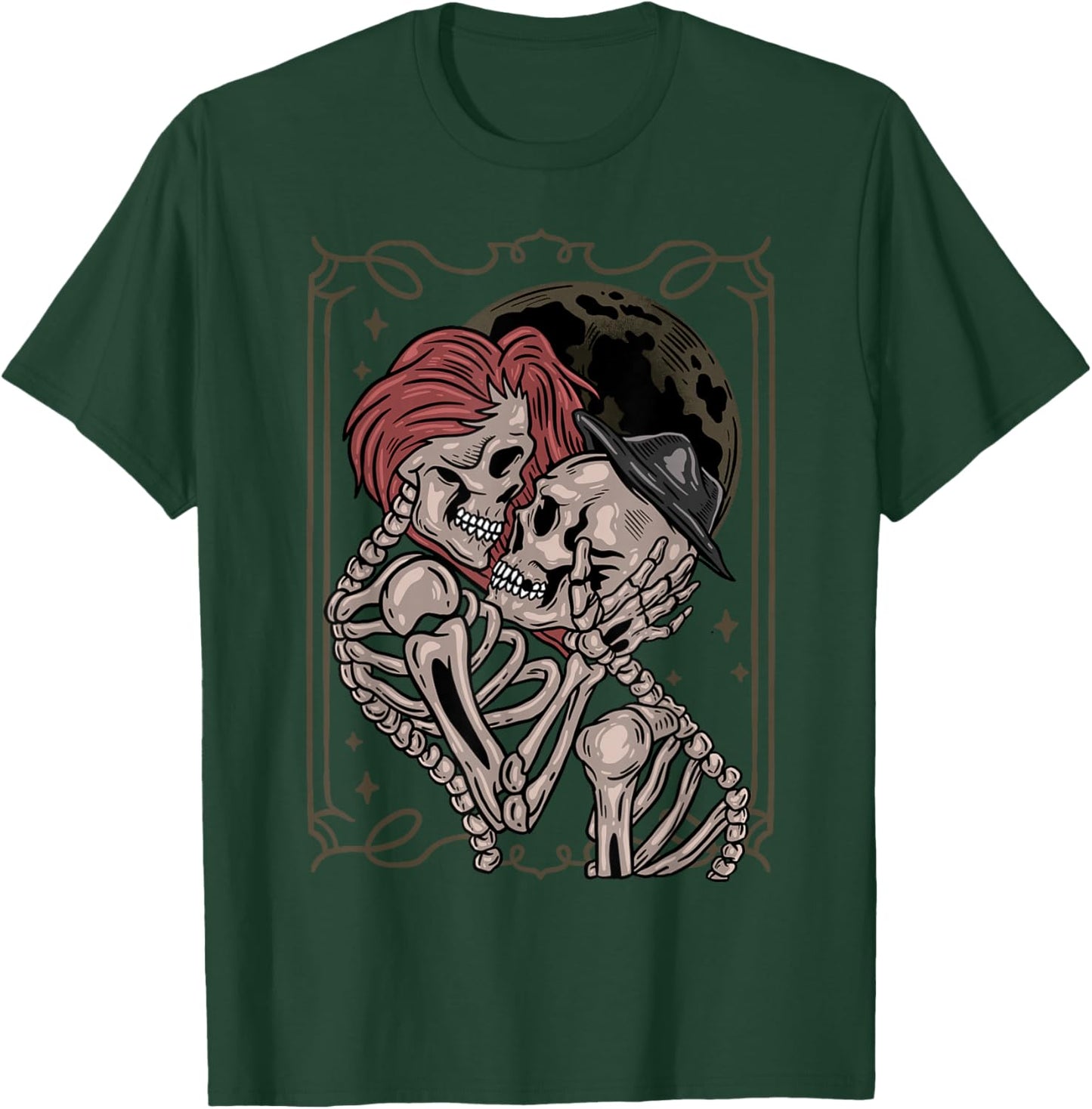 The Lovers Tarot Moon Gothic Skeleton Occult Goth T-Shirt - T-Shirt | Forest