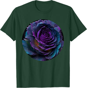 Black Purple Rose Flower Floral T-Shirt - T-Shirt | Forest