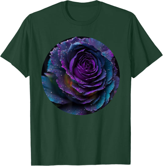 Black Purple Rose Flower Floral T-Shirt - T-Shirt | Forest