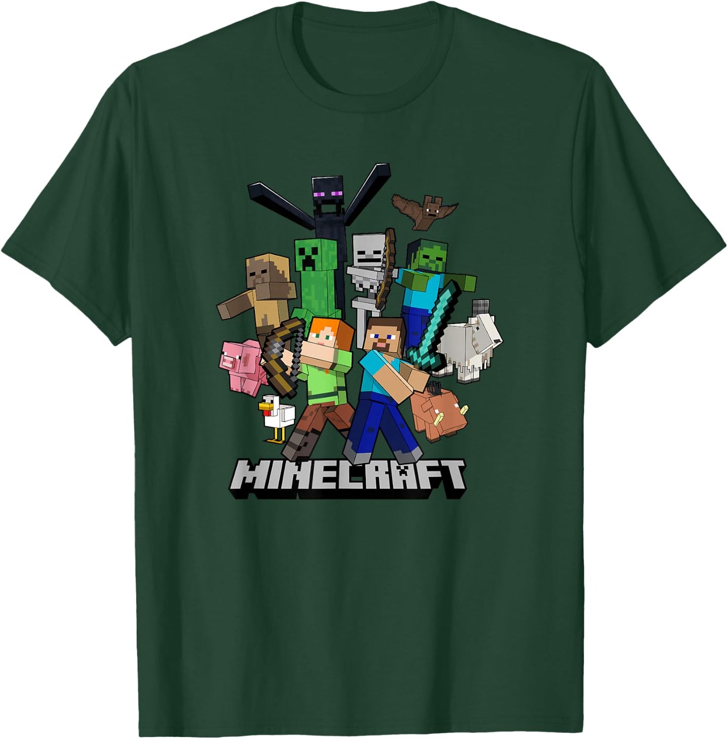 Minecraft Heroes & Enemies Group Shot T-Shirt - T-Shirt | Forest
