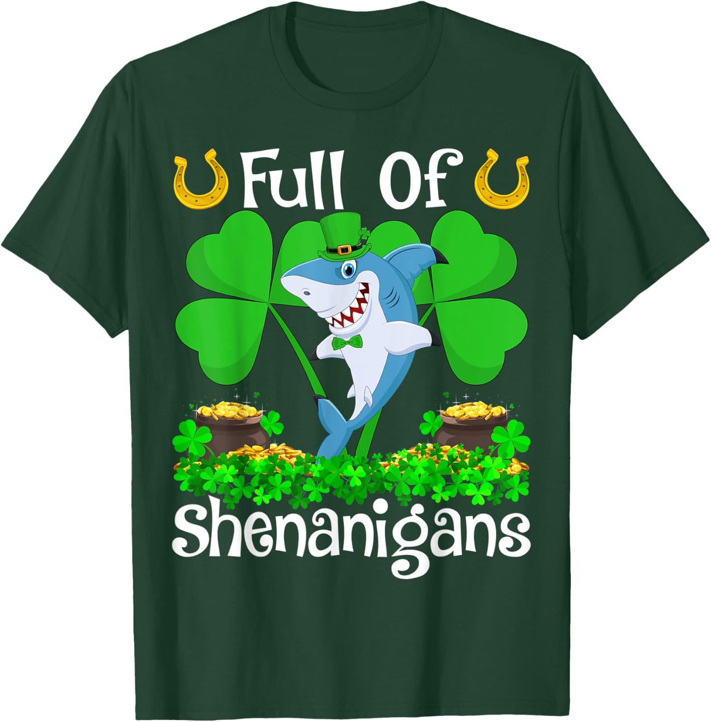 Blue Shark Full Of Shenanigans Blue Shark St. Patrick's Day T-Shirt - T-Shirt | Forest