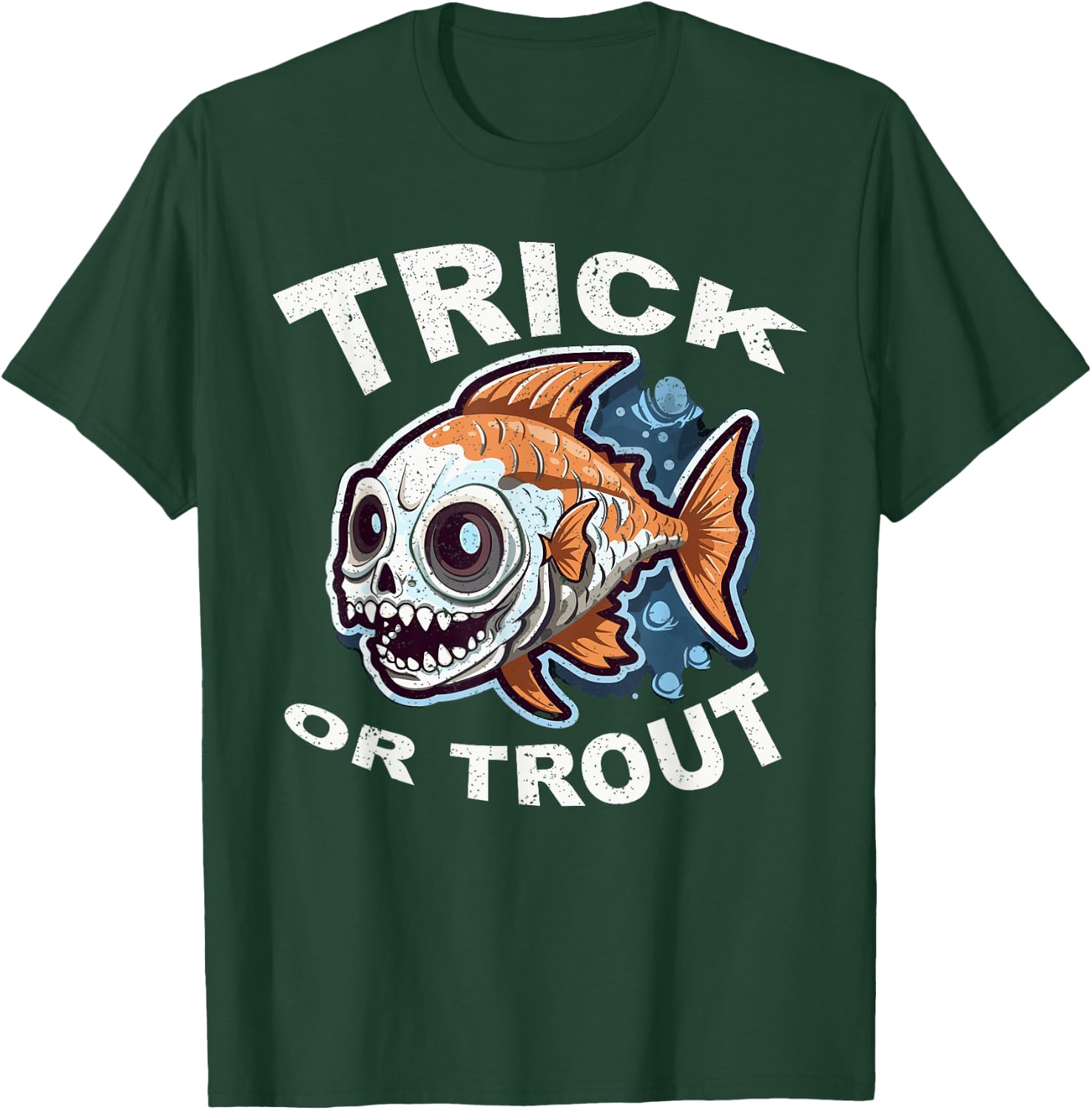 Fish Halloween Fishing Trick Or Treat Spooky Fisherman T-Shirt - T-Shirt | Forest