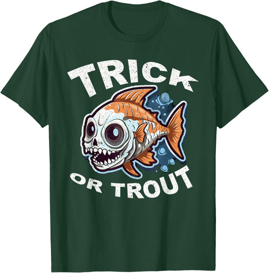Fish Halloween Fishing Trick Or Treat Spooky Fisherman T-Shirt - T-Shirt | Forest
