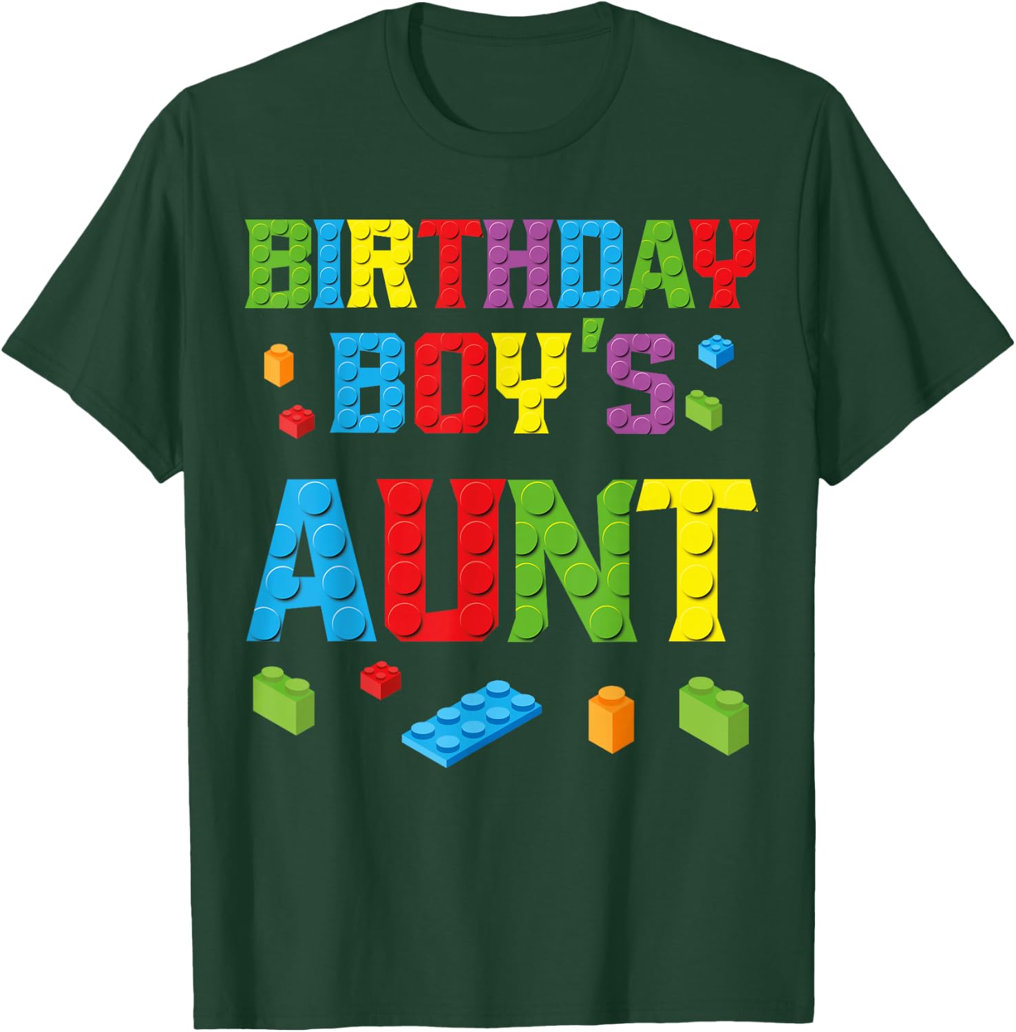 Master Builder Birthday Boy's Aunt Building Bricks Blocks T-Shirt - T-Shirt | Forest