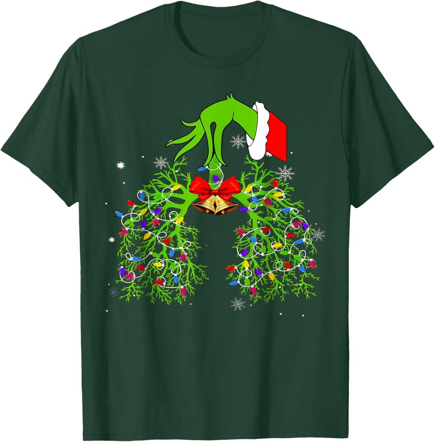 Christmas Nurse, Respiratory Therapist, Lung Xmas Lights T-Shirt - T-Shirt | Forest