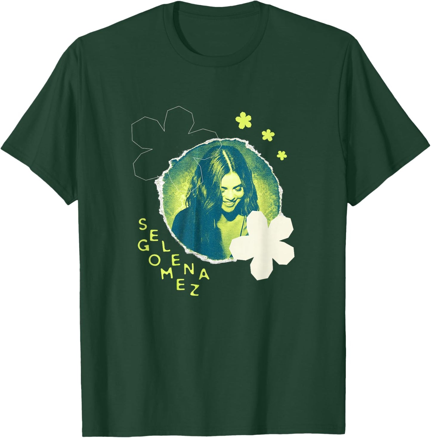 Official Selena Gomez Green Flower Photo T-Shirt - T-Shirt | Forest