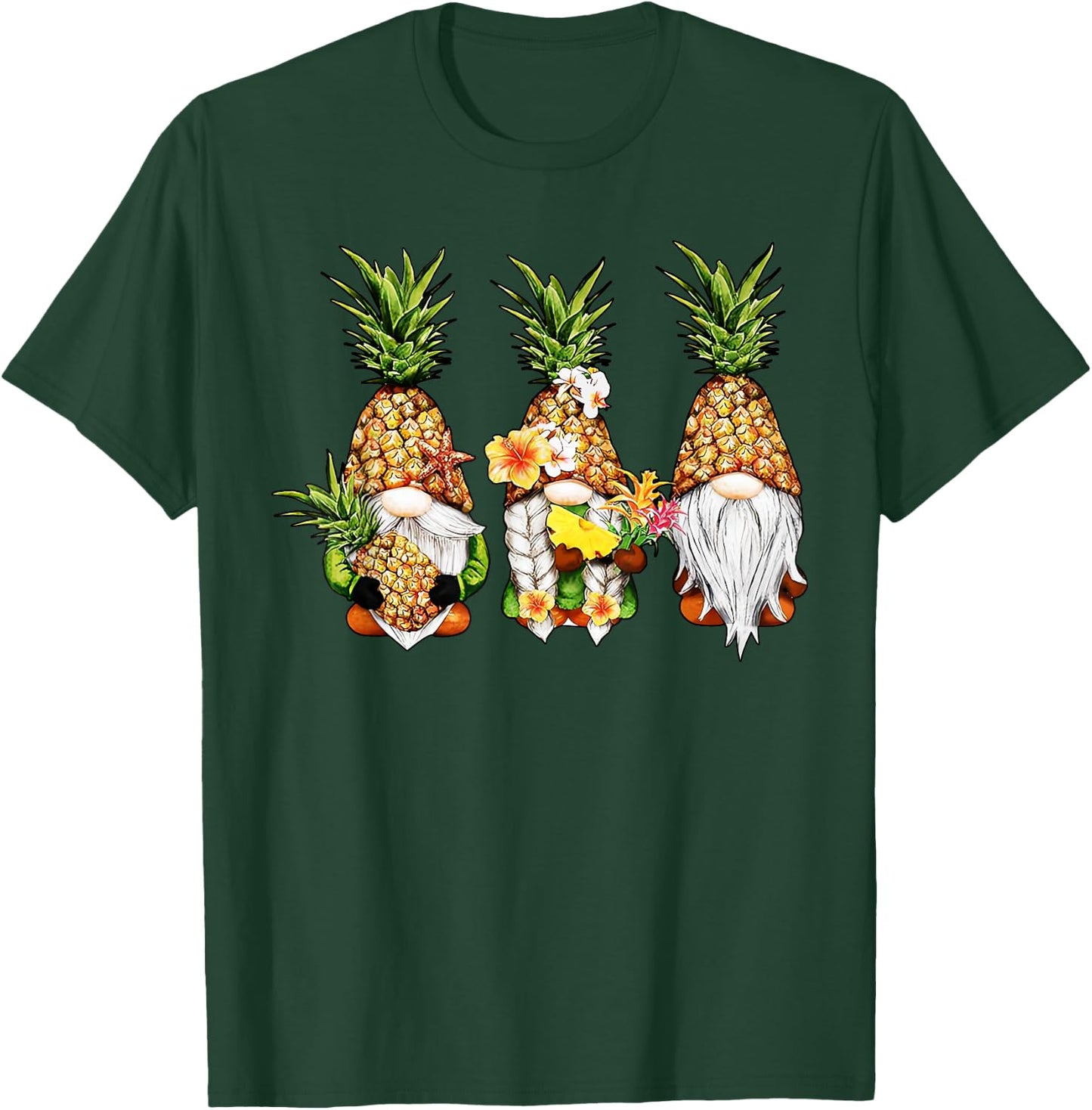 Pineapple Gnomes Beaches Summer Aloha Hawaii Hawaiian Women Girls Kids T-Shirt - T-Shirt | Forest