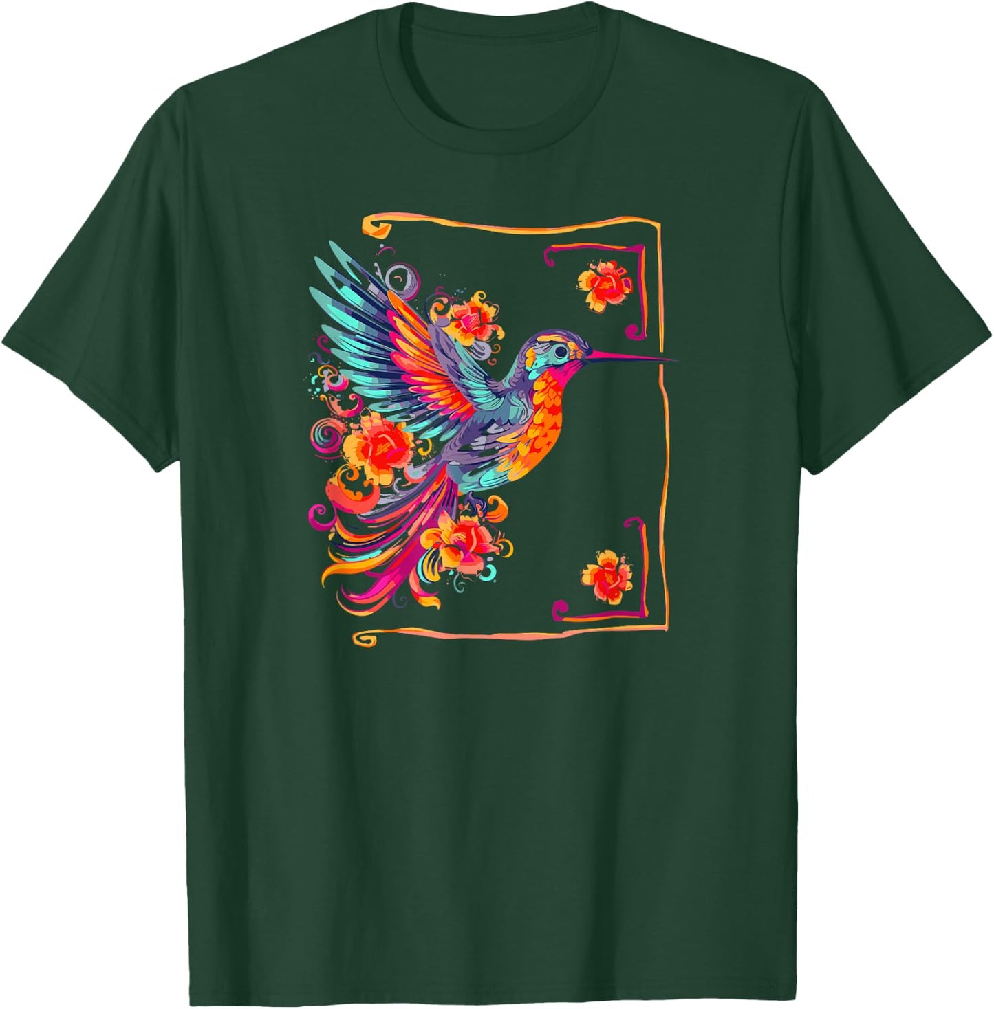 Hummingbird Bird Watcher Flower Wildlife Nature Nectar T-Shirt - T-Shirt | Forest