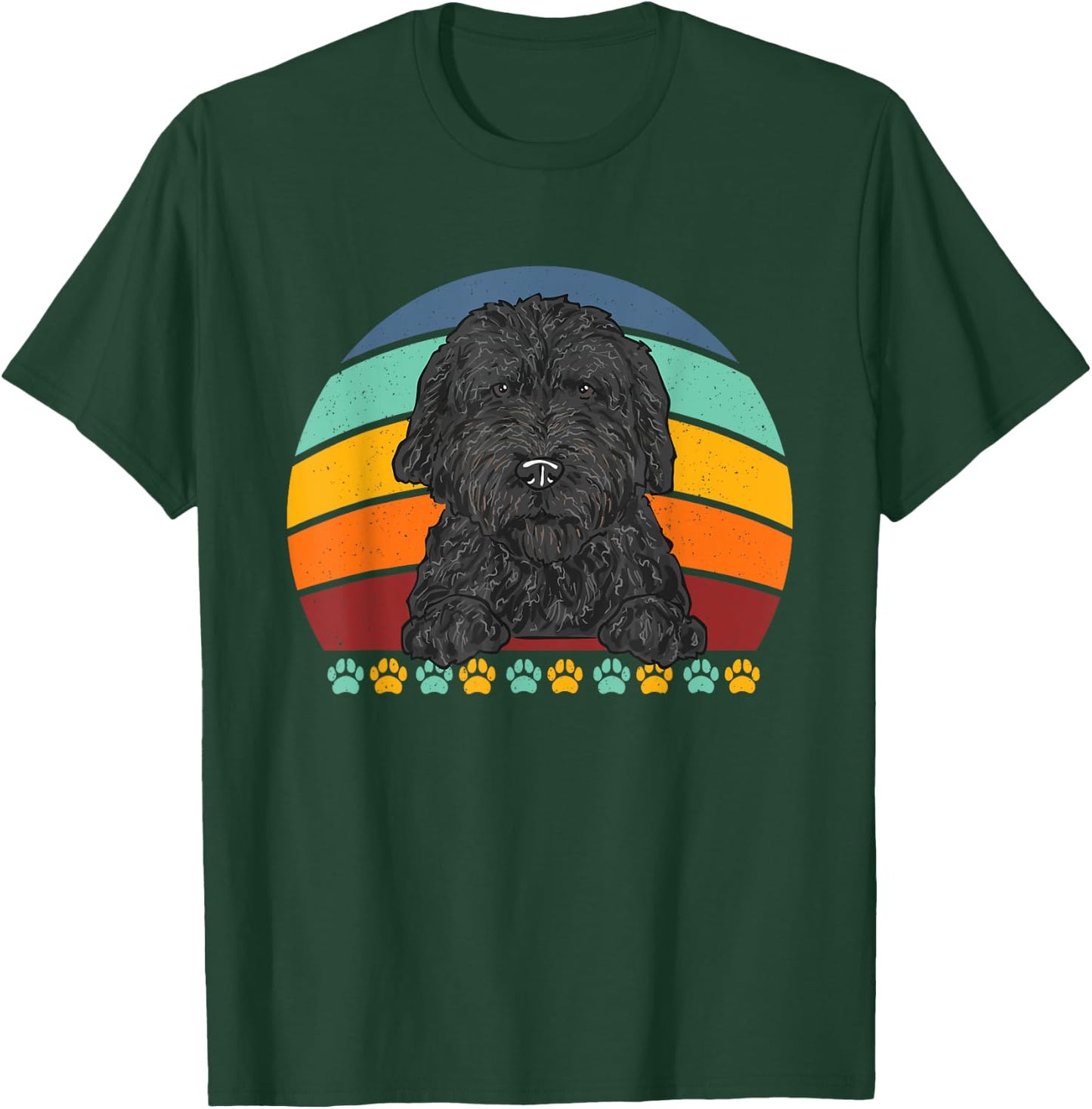 Black Goldendoodle Retro Vintage Dood Doodle Dog T-Shirt - T-Shirt | Forest