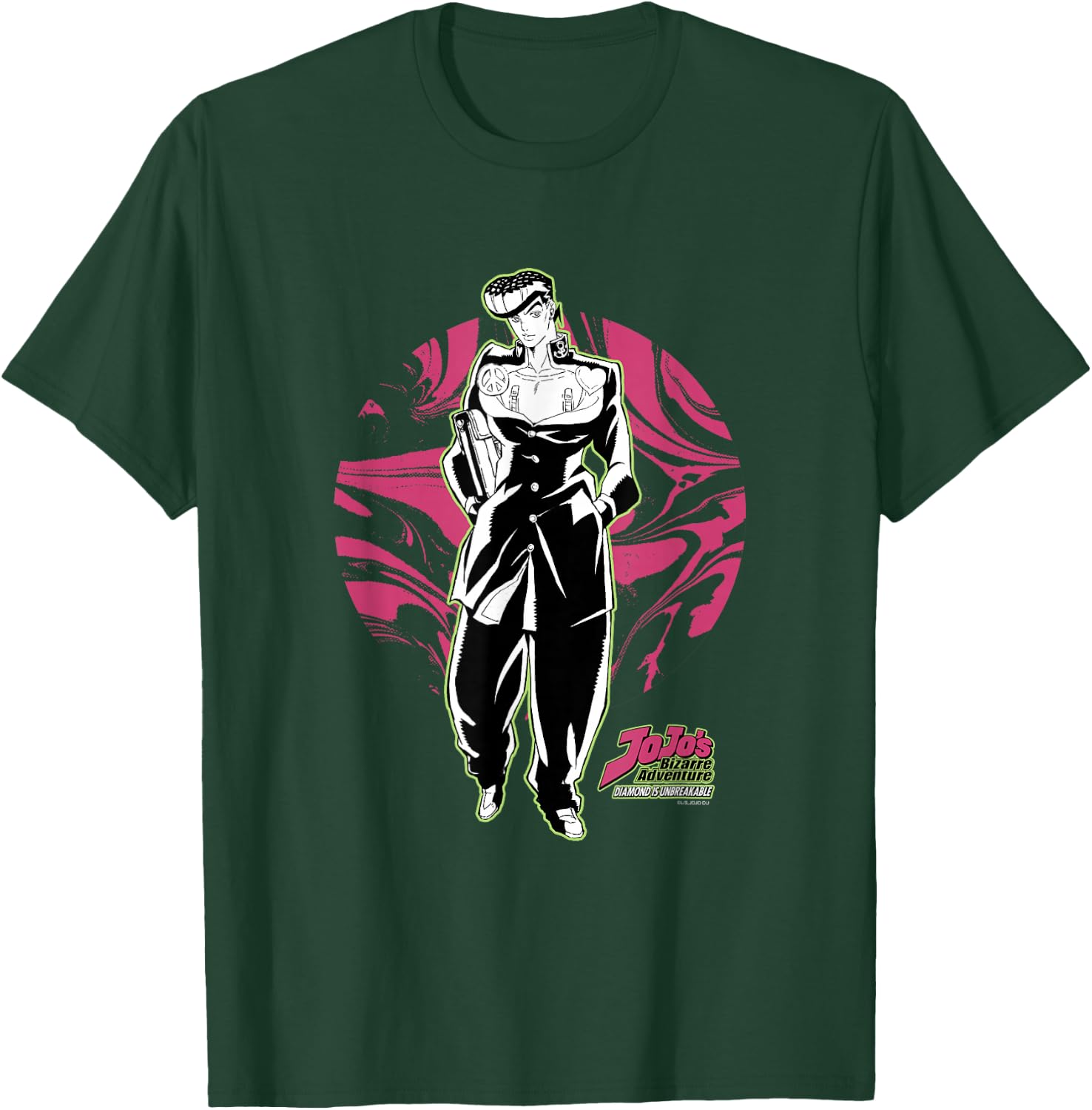 JoJo Part 4 Diamond is Unbreakable Josuke with Circle & Logo T-Shirt - T-Shirt | Forest