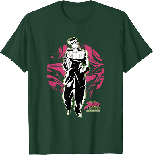 JoJo Part 4 Diamond is Unbreakable Josuke with Circle & Logo T-Shirt - T-Shirt | Forest