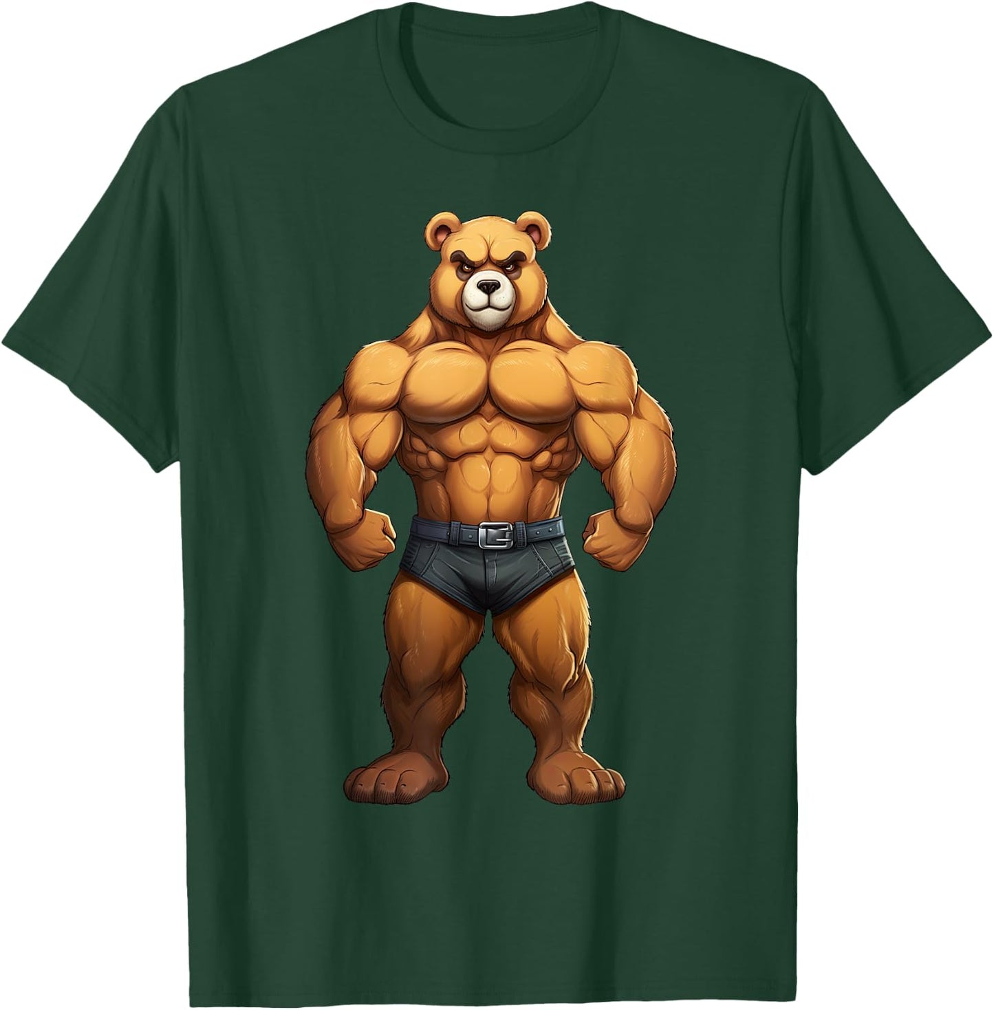 Teddy Bear Bodybuilder Muscular Body Gym Fitness T-Shirt - T-Shirt | Forest