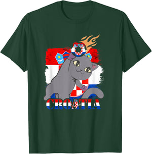 Croatian Flag Cat Croatian Soccer Croatian Roots Croatia T-Shirt - T-Shirt | Forest