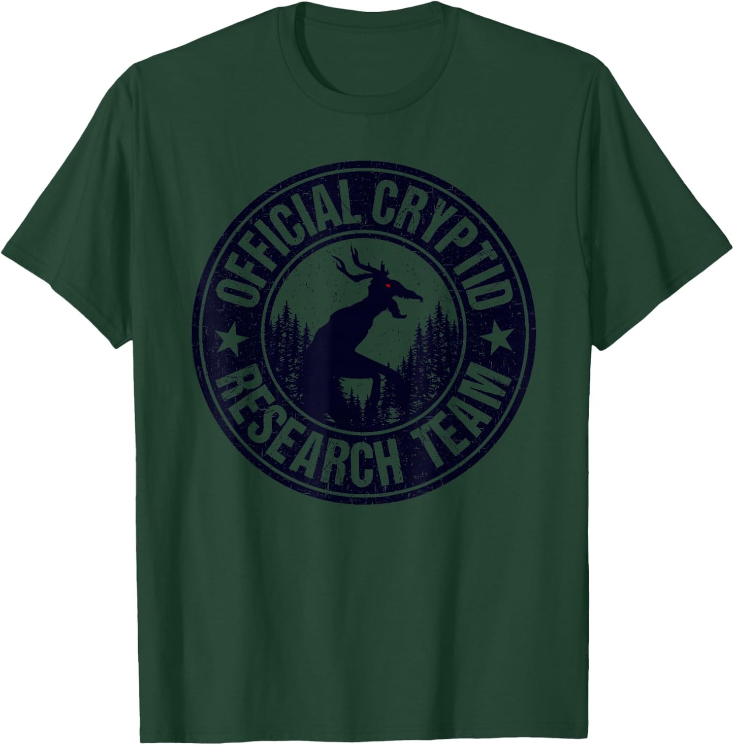 Official Cryptid Research Team Wendigo Retro Cryptozoology T-Shirt - T-Shirt | Forest