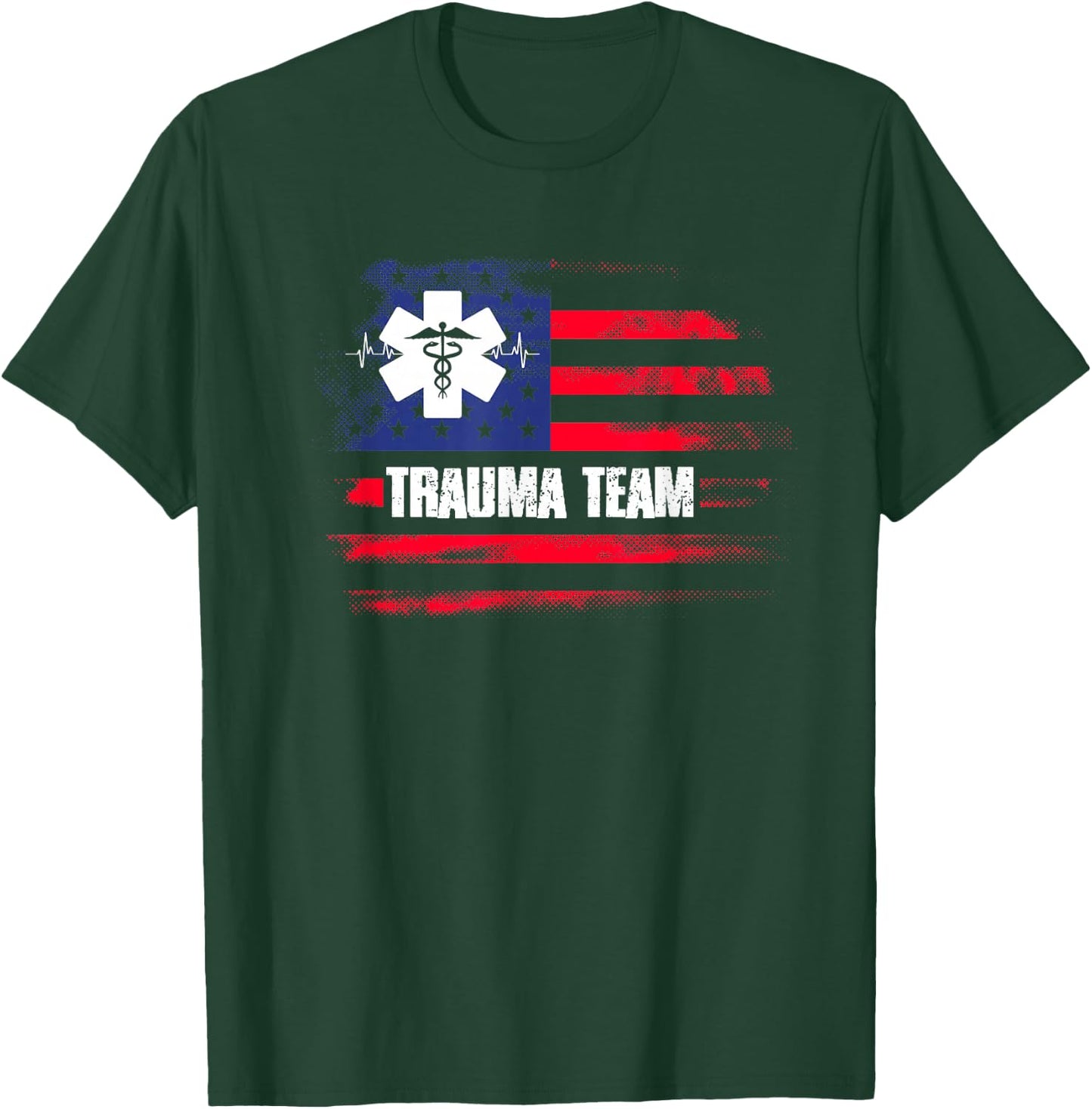 Trauma Team US Flag | Emergency Nurse | Traumatology T-Shirt - T-Shirt | Forest