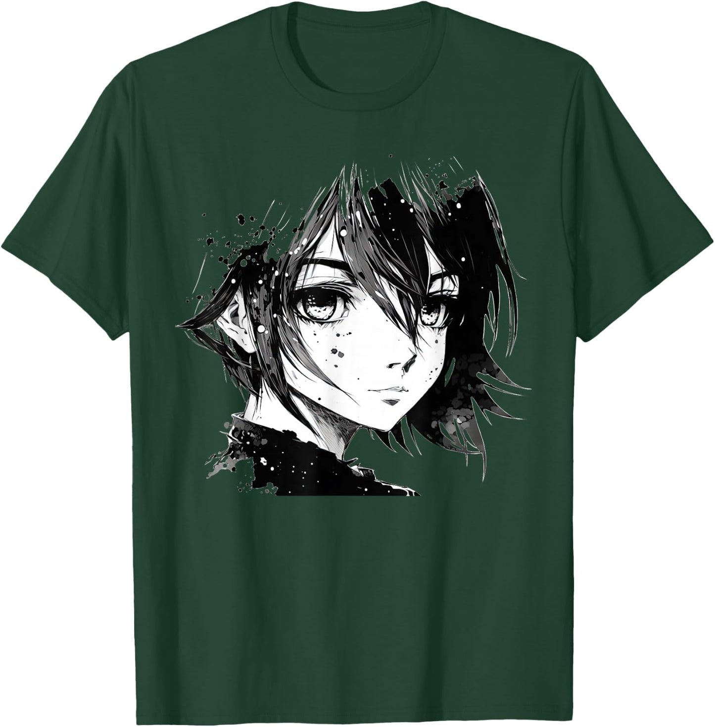 Anime Girl Anime Eyes Ink Art Sketch Drawing for Girls Teens T-Shirt - T-Shirt | Forest