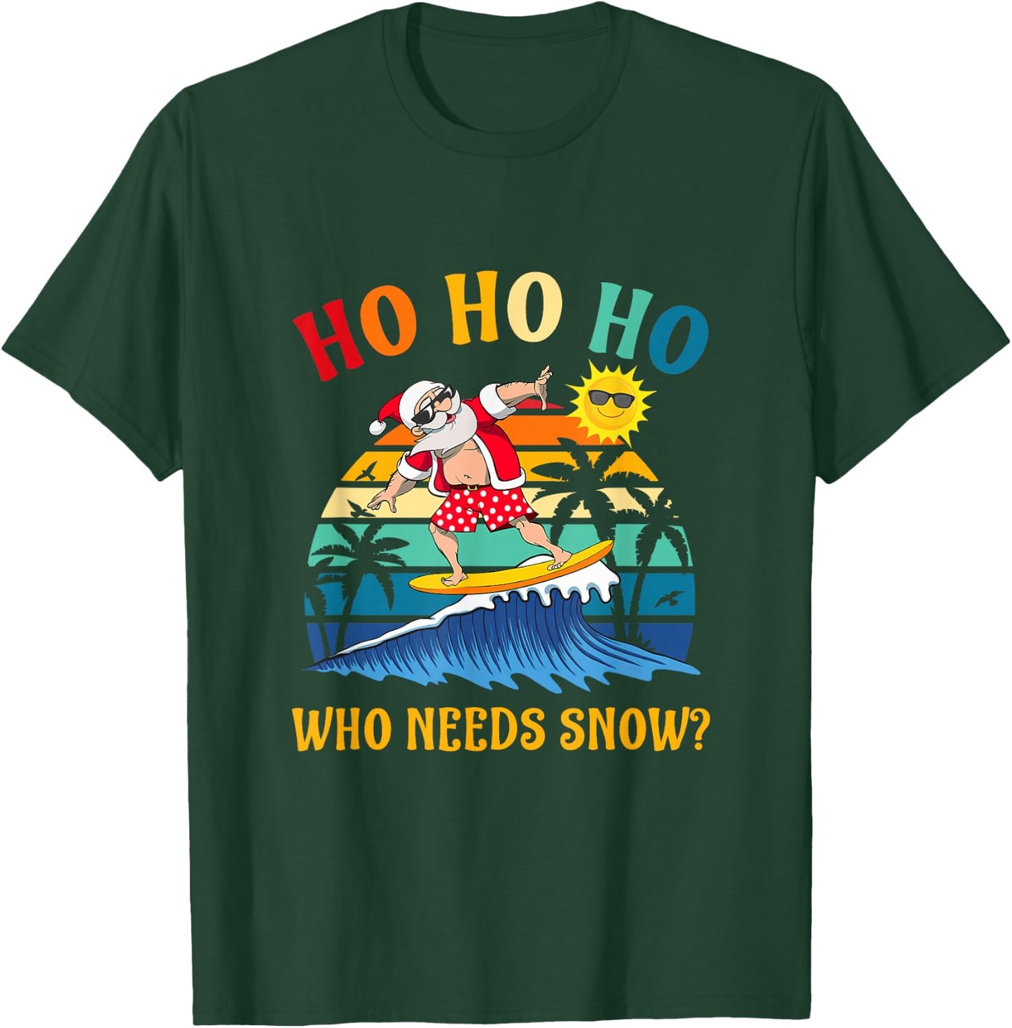 Funny Santa Surfing Summer Beach Vacation Women Kids T-Shirt - T-Shirt | Forest