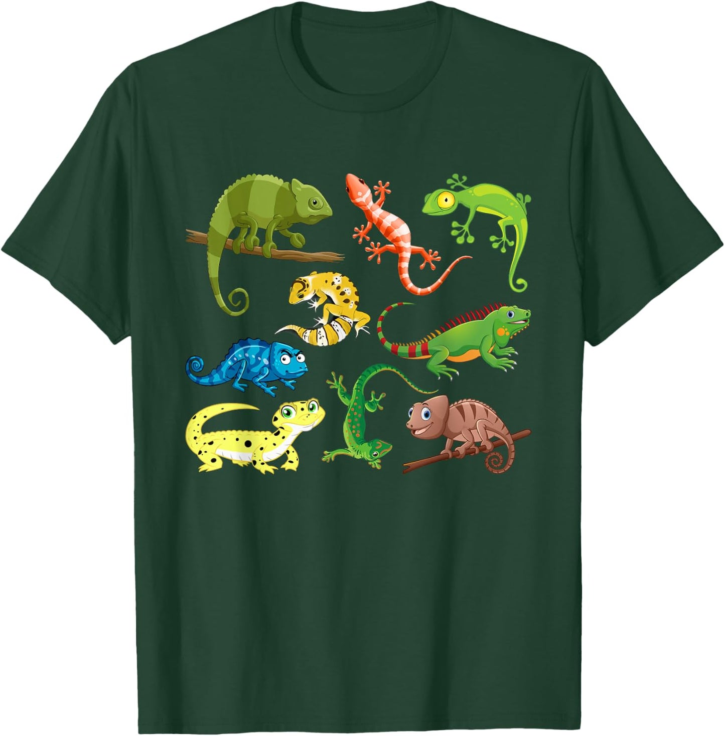 Lizards Collage Reptile Types Of Lizards Cool Lizards Lover T-Shirt - T-Shirt | Forest