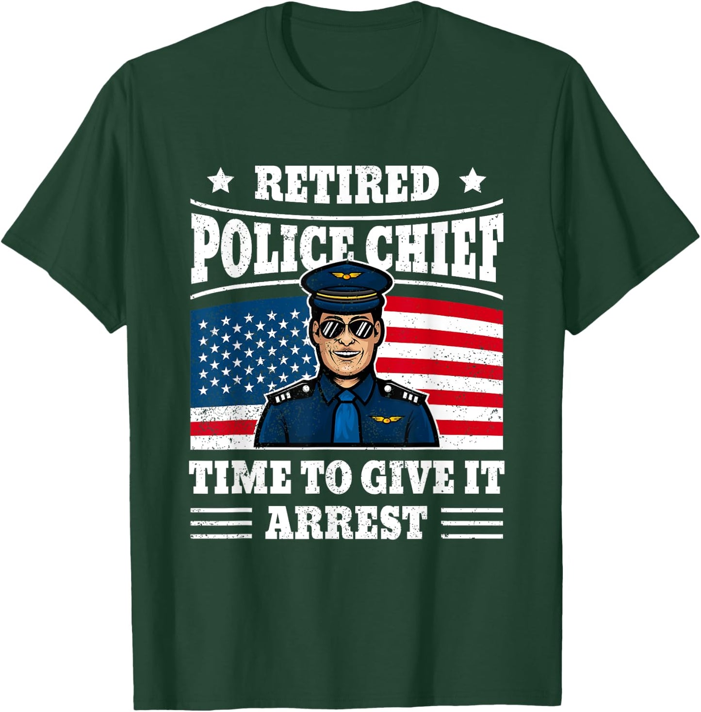 Retired Police Officer Chief Humor Blue Line Cope Retirement T-Shirt - T-Shirt | Forest