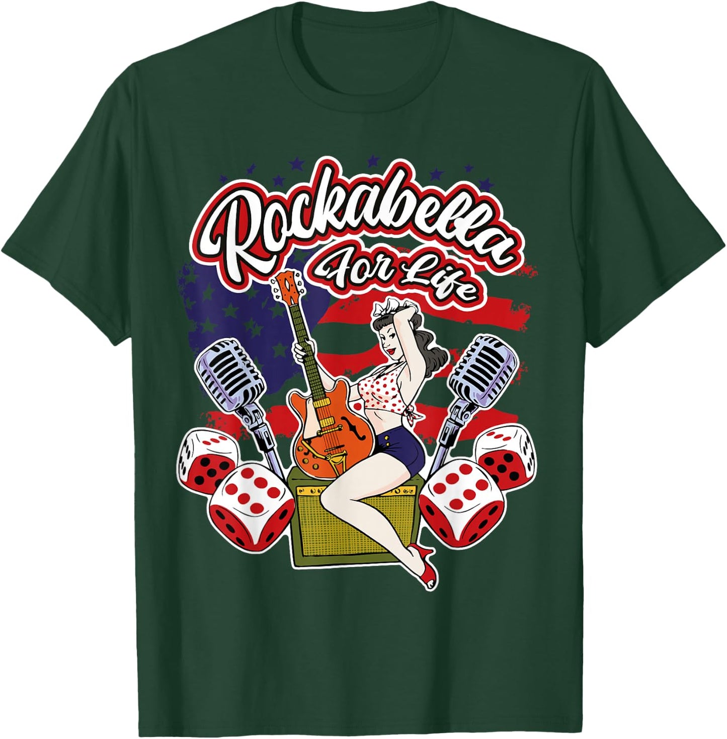Old School Hipster 1950s Pinup Rocknroll Rockabilly T-Shirt - T-Shirt | Forest