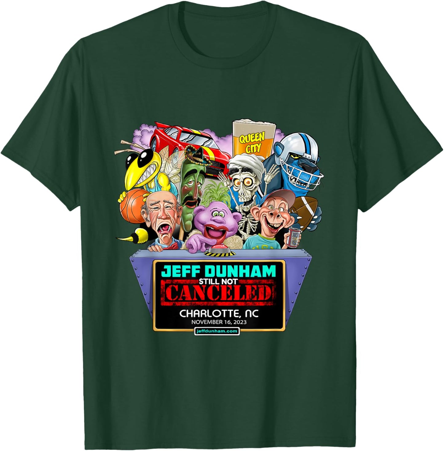 Jeff Dunham Charlotte, NC (2023) T-Shirt - T-Shirt | Forest