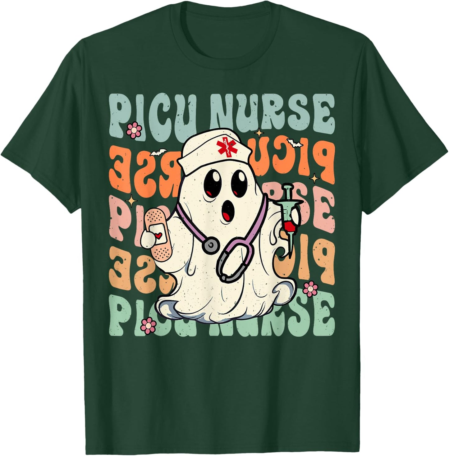 Groovy PICU Nurse Halloween Costume Peds Nurse T-Shirt - T-Shirt | Forest