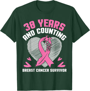 30 Years Fighting We Win And Counting Breast Cancer Survivor T-Shirt - T-Shirt | Forest