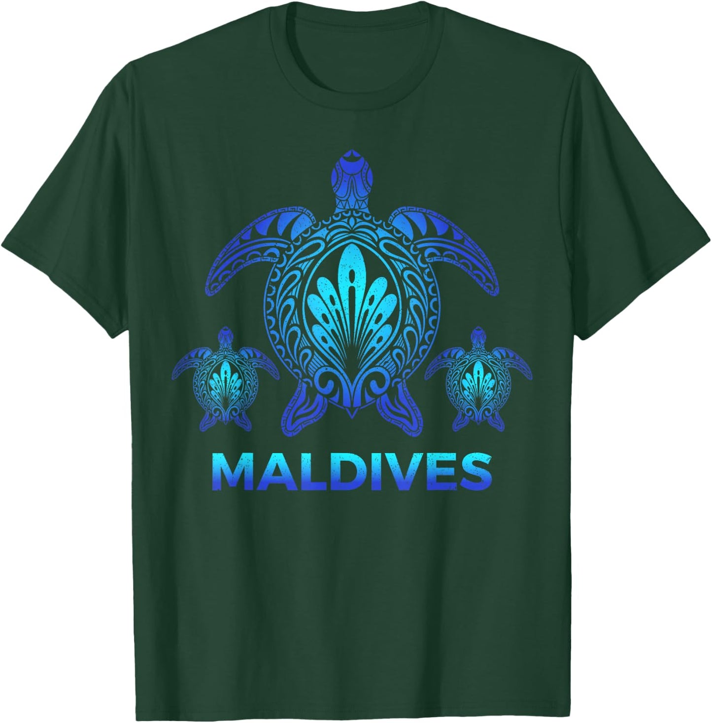 Vintage Maldives Ocean Blue Sea Turtle Souvenirs T-Shirt - T-Shirt | Forest