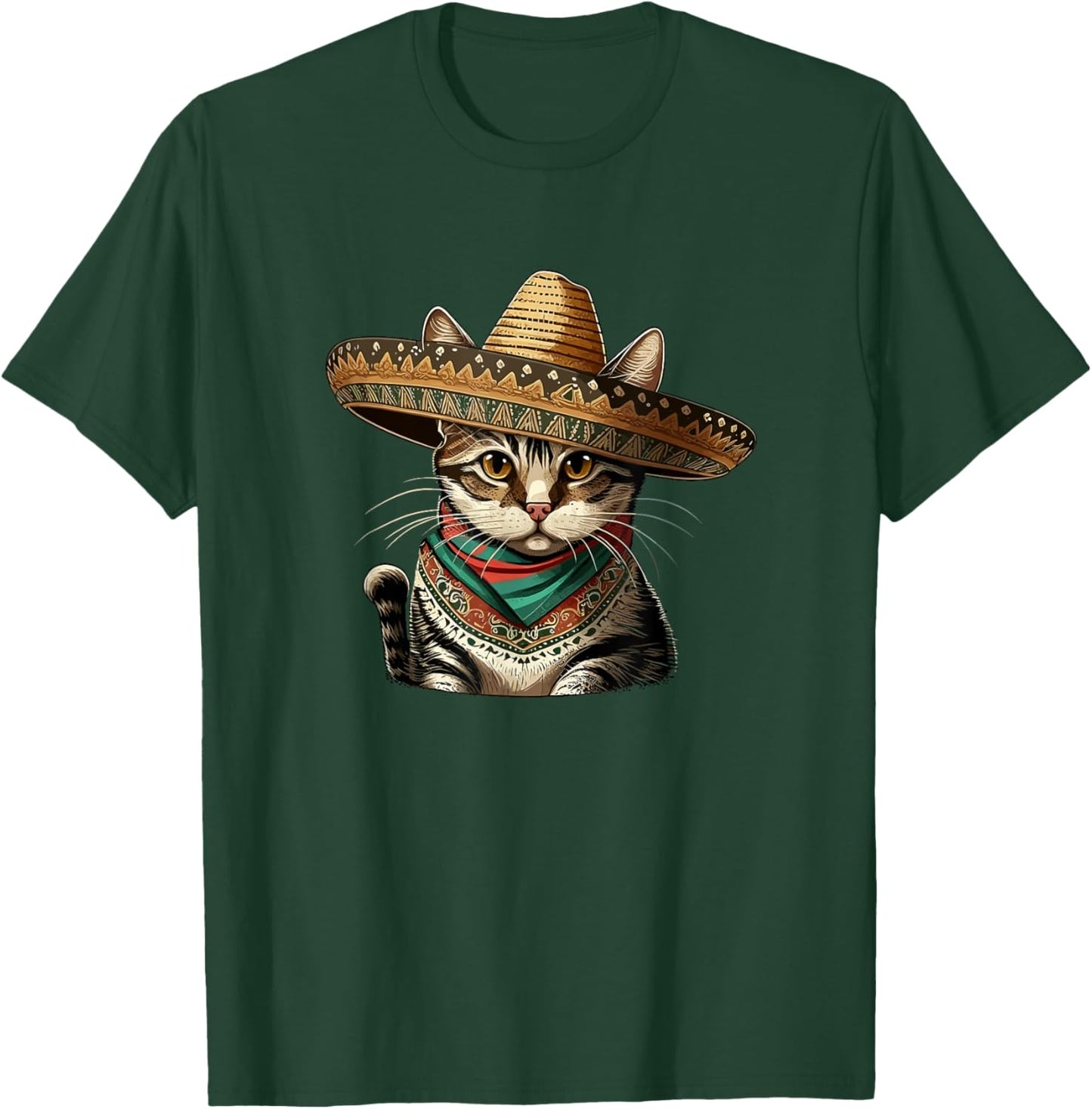 Cinco De Mayo Cat Party Mexican Sombrero Cat Lover Men Women T-Shirt - T-Shirt | Forest