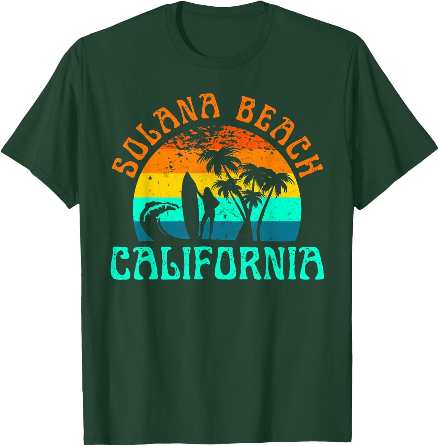 Solana Beach California Surf Summer Vacation Vintage T-Shirt - T-Shirt | Forest